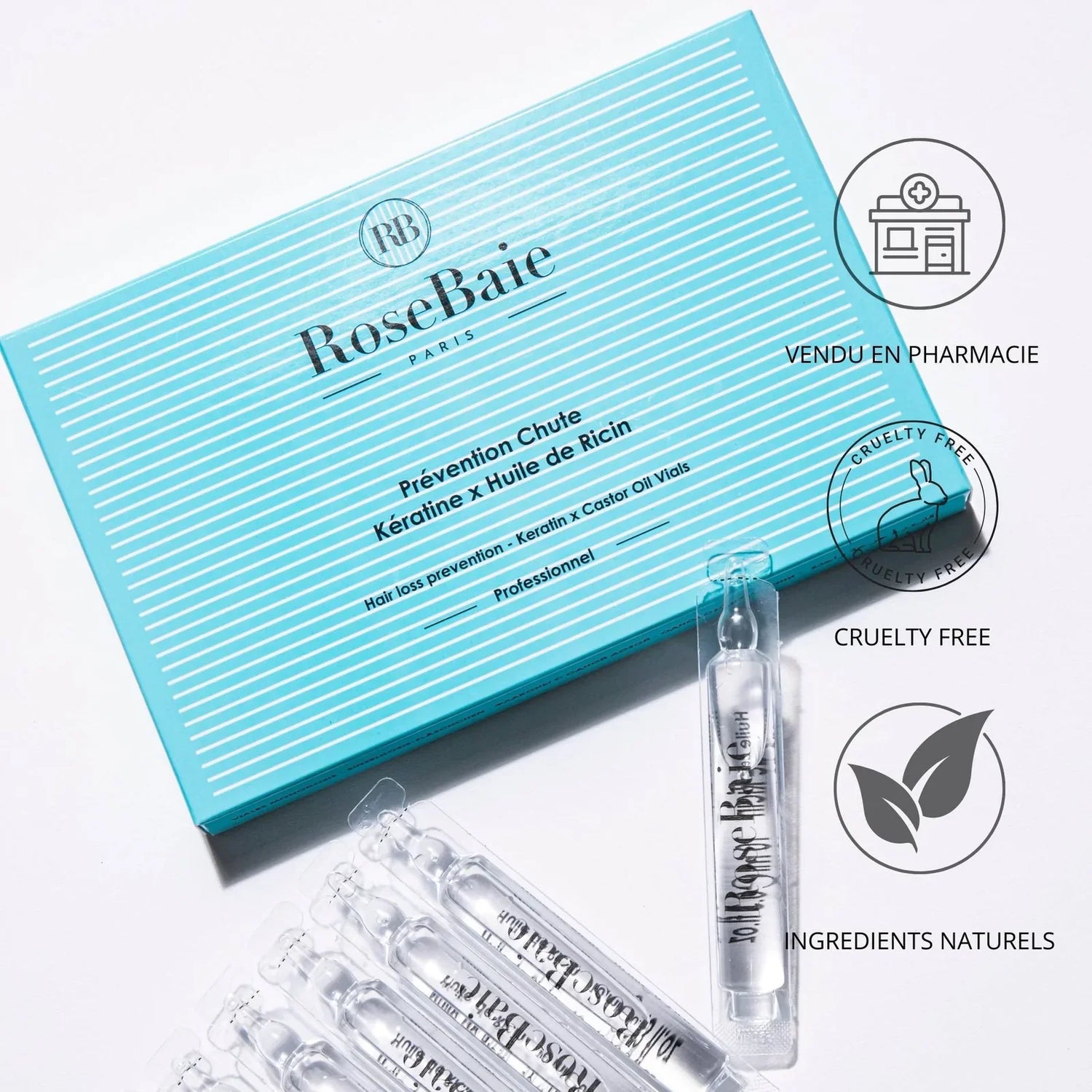 Luttez contre la chute de cheveux avec les Unidoses Ricin Anti-Chute RoseBaie : Soin intensif pour des cheveux plus forts et résistants