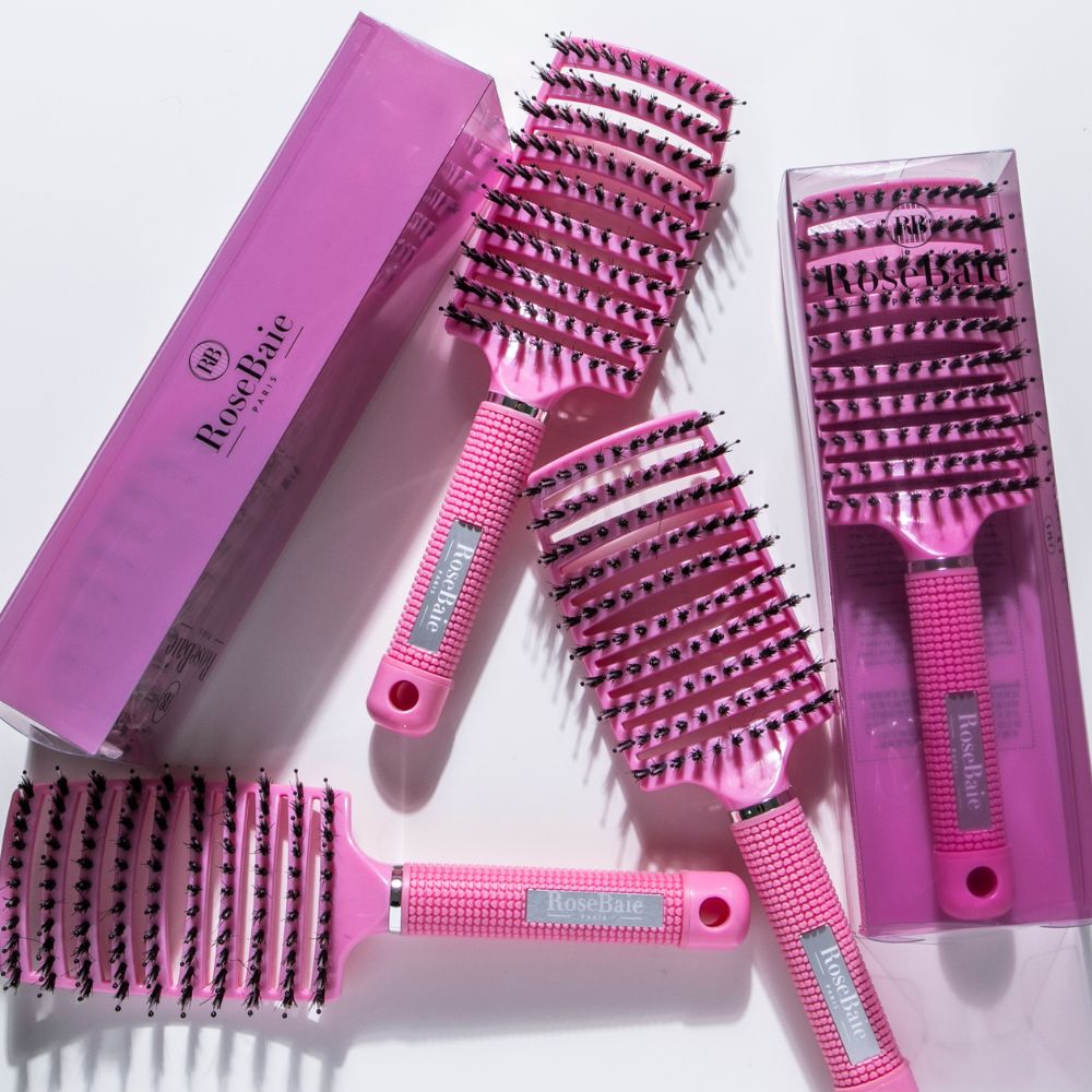 Brosse démêlante en poils de sanglier & picots massants – brillance naturelle & anti-casse