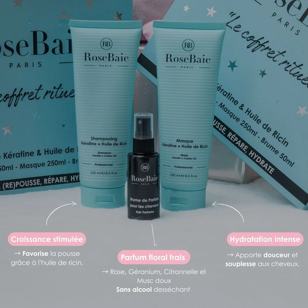 Coffret Rituel Rosebaie – Pousse & Hydratation Ricin & Kératine