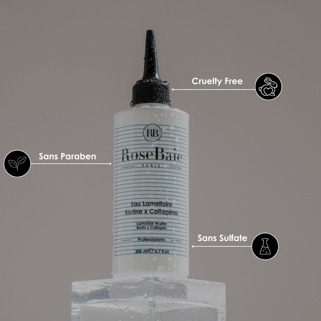 Eau lamellaire Biotine & Collagène - Soin brillance et réparation express
