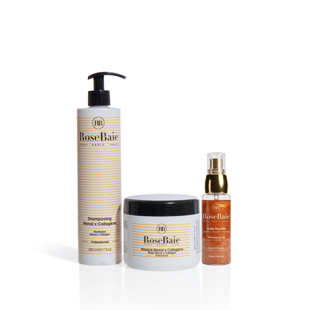 Routine duo Monoï & Collagène/ Huile Nacrée – Protection & Revitalisation