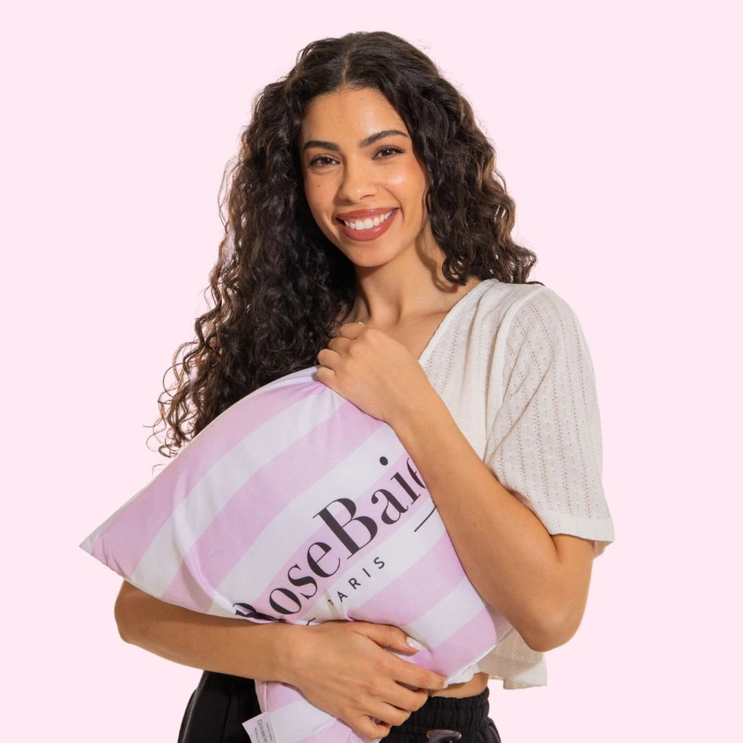 Coussin déco Rosebaie – Rayé Rose & Blanc