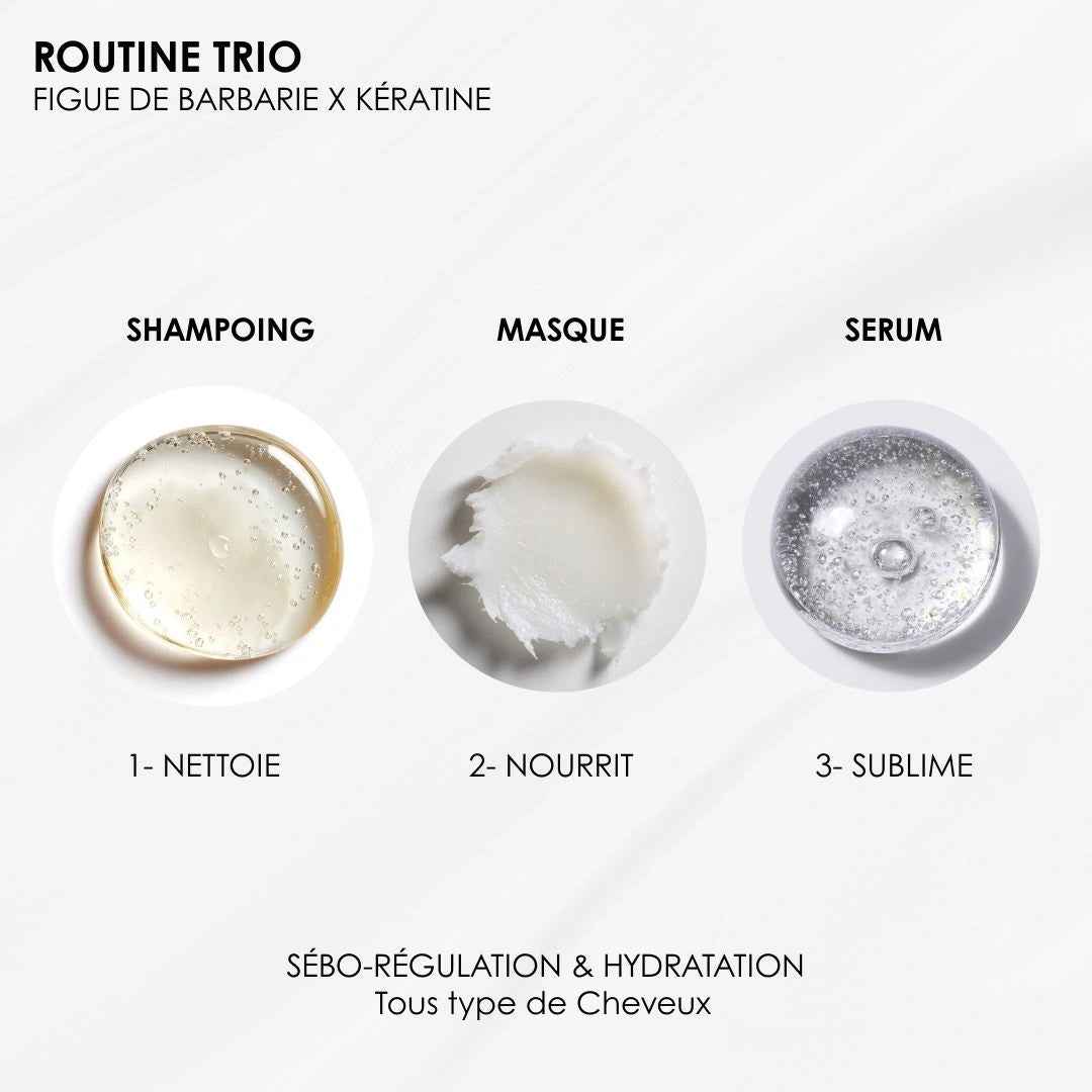 Routine trio Figue de Barbarie & Kératine - Sébo-régulation & Hydratation