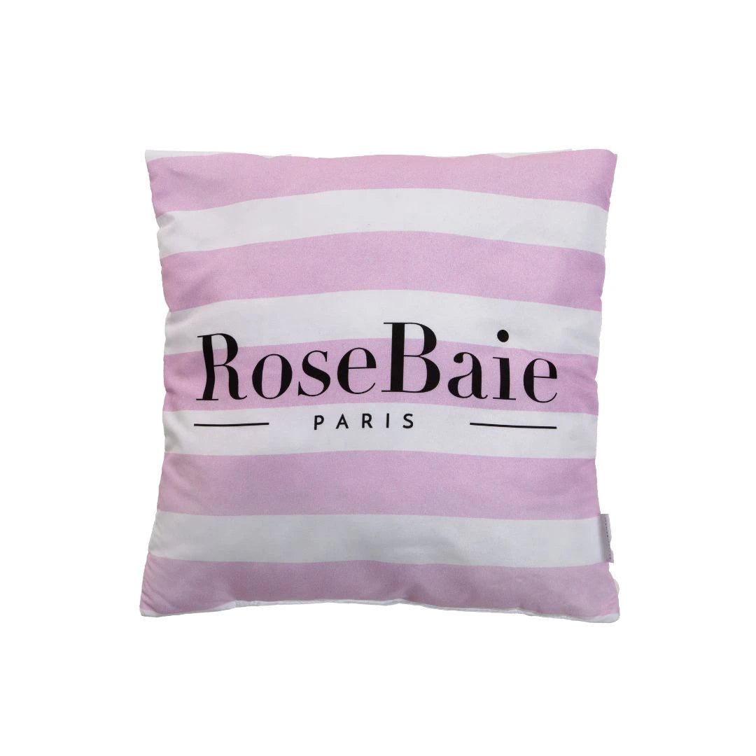 Coussin déco Rosebaie – Rayé Rose & Blanc