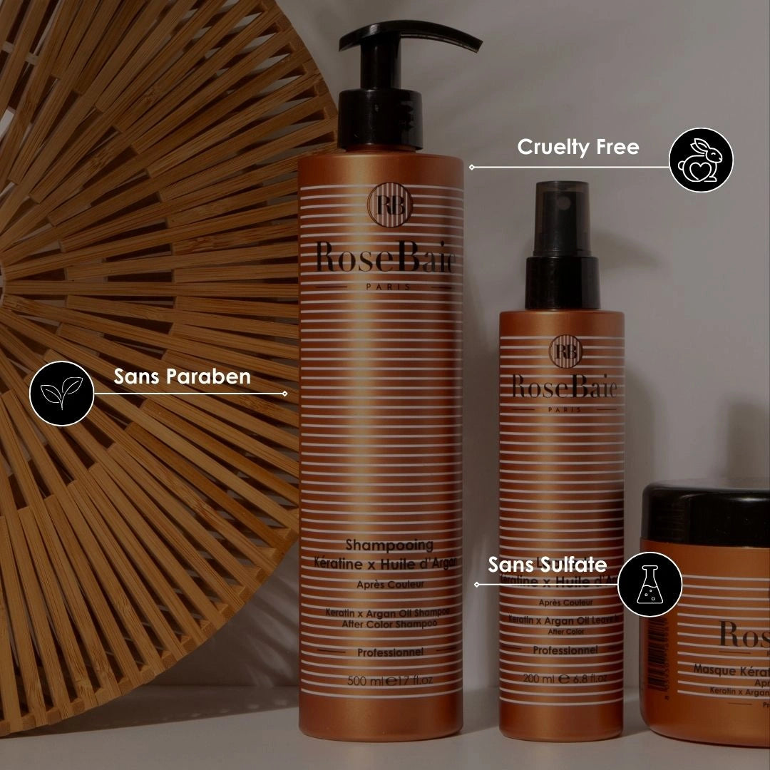 Shampoing Argan & Kératine  - Protection des cheveux colorés et méchés, antioxydant