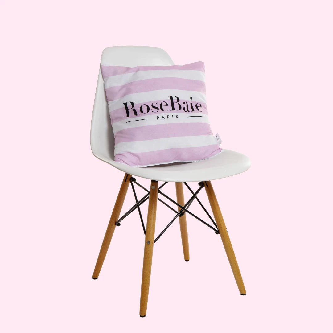 Coussin déco Rosebaie – Rayé Rose & Blanc