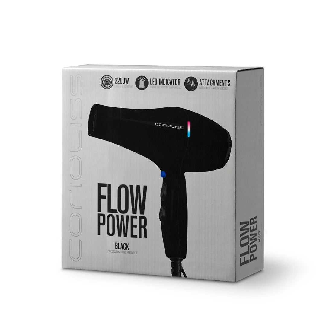 Sèche-Cheveux Flow Power – Corioliss Gloss Black 2200W