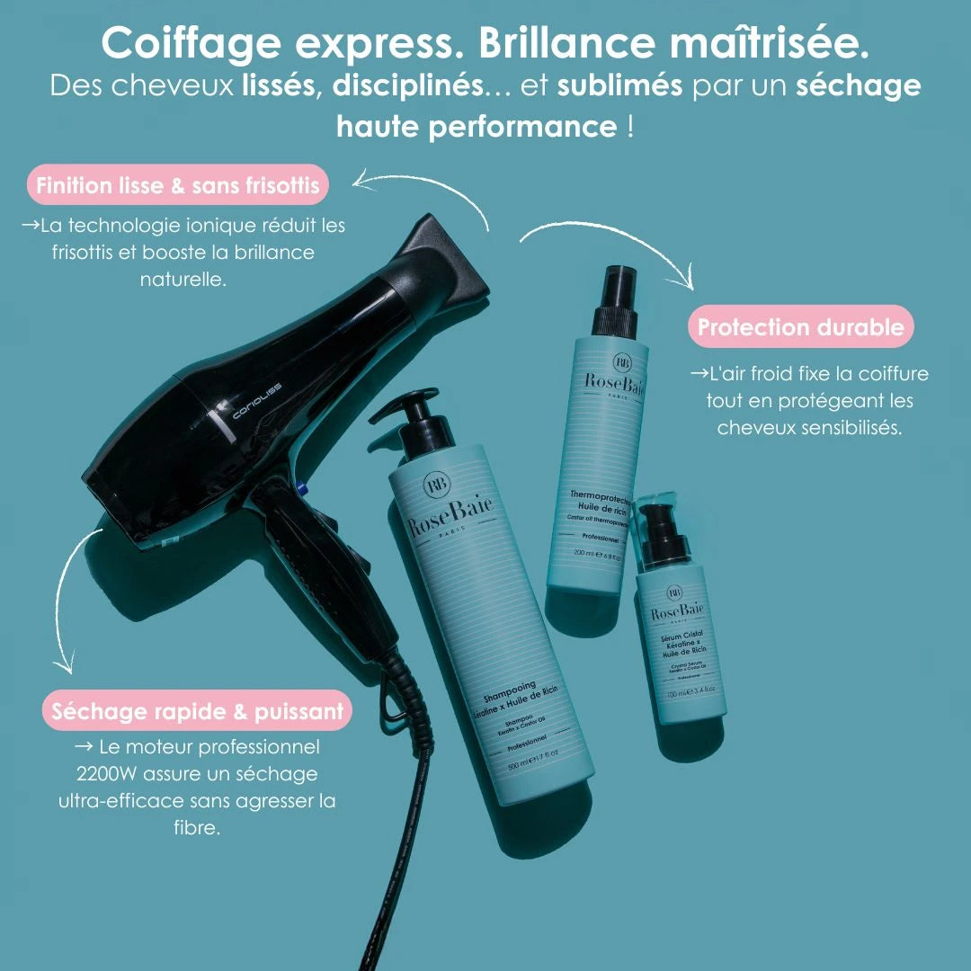 Sèche-Cheveux Flow Power – Corioliss Gloss Black 2200W