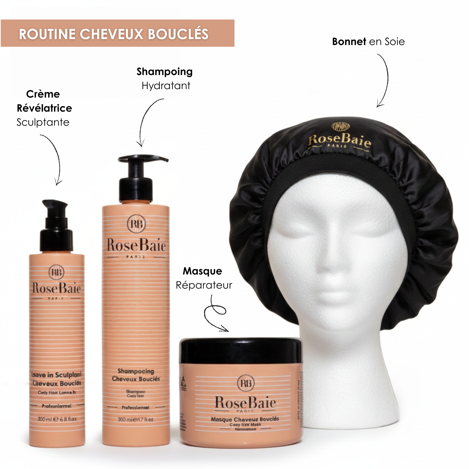 Routine trio spécial cheveux Bouclés - Hydratation & Définition BONNET SOIE OFFERT